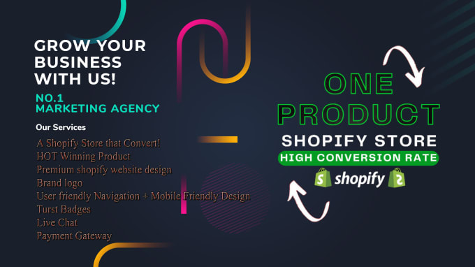 Gig Preview - Build a passive one product dropshipping shopify store or shopify website