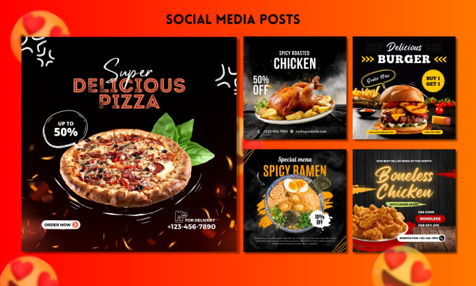 Gig Preview - Create social media, instagram posts and food poster, food banner product design