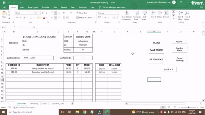 Gig Preview - Design excel invoice, point of sales, inventory management