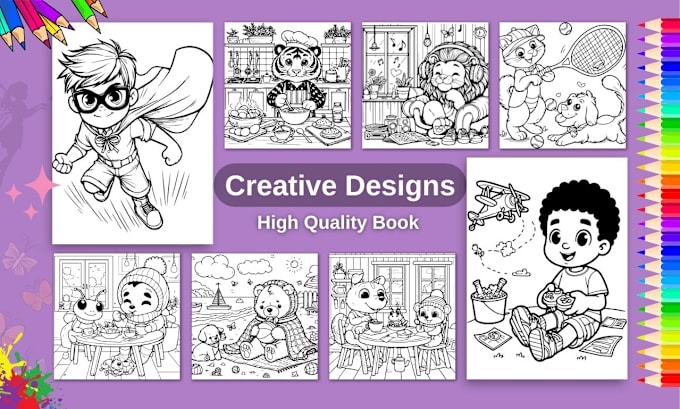 Gig Preview - Design custom kids coloring book with cover for amazon KDP