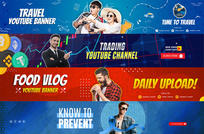 Gig Preview - Design professional and eye catching youtube banner in 24 hours