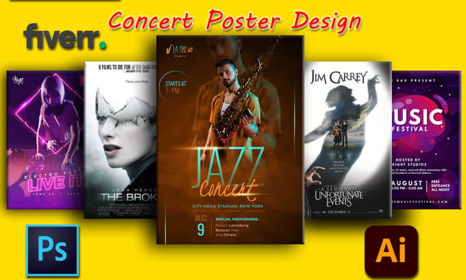 Gig Preview - Design retro music band event poster or guitar concert flyer