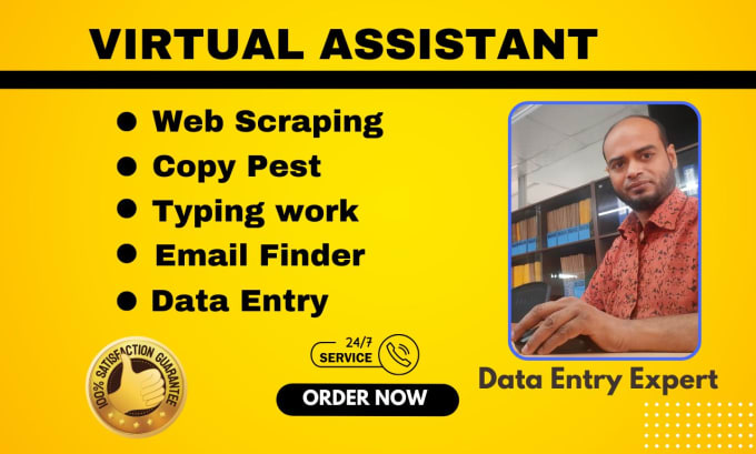 Gig Preview - Be your virtual assistant for data entry, copy paste, web research