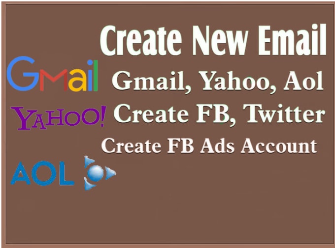 Gig Preview - Create gmail, AOL, yahoo, and hotmail email addresses