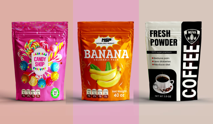 Gig Preview - Do pouch design, label design, food packaging, and product packaging design