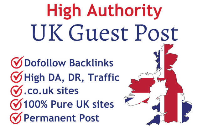 Gig Preview - Do uk guest post on high authority uk blog dofollow uk backlink