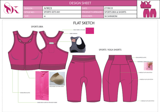 Gig Preview - Do flat sketch for womens activewear and sportswear