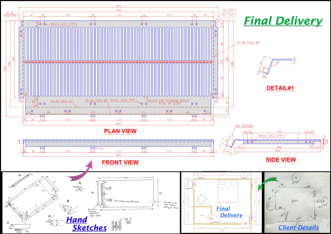 Gig Preview - Convert sketch, PDF, image drawing to autocad