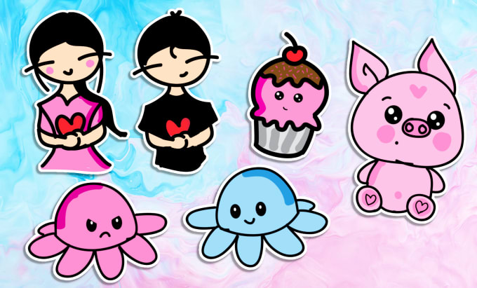 Gig Preview - Design custom funny, cute, kawaii stickers or emotes