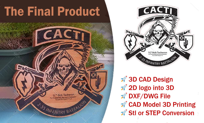 Gig Preview - Vector tracing, convert logo dxf stl step and 3d cad design