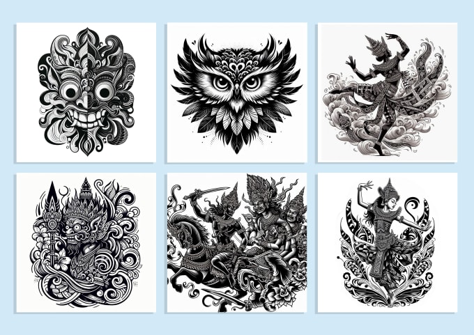 Gig Preview - Draw custom bali traditional tattoo designfor commercial use