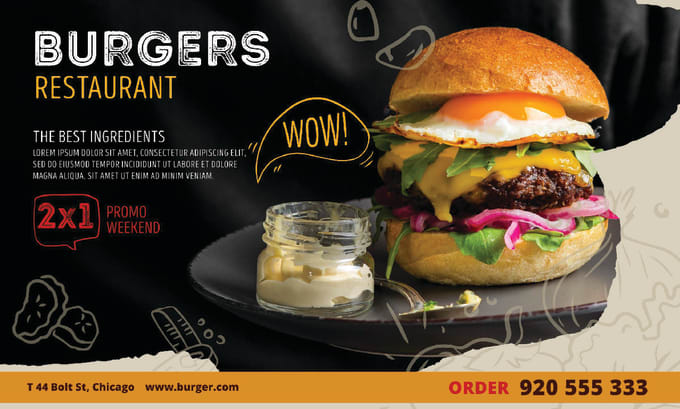 Gig Preview - Design a burger menu for your fast food or restaurant