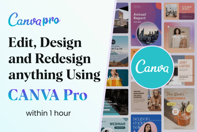 Gig Preview - Edit, design, and redesign anything on canva in 1 hour