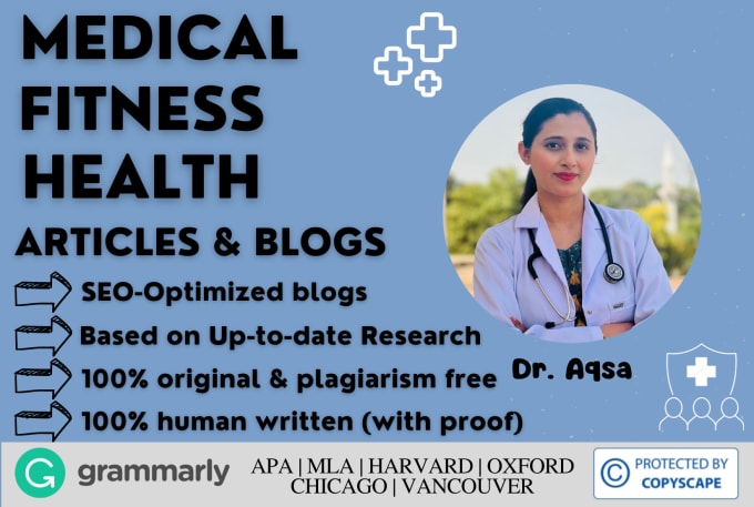 Gig Preview - Write medical articles and health blogs as a doctor