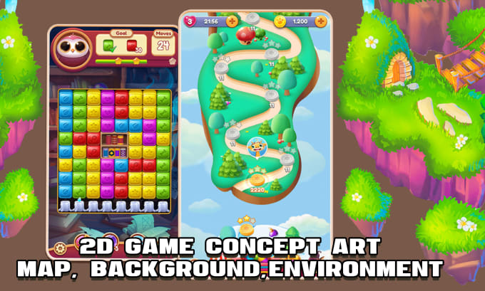 Gig Preview - Design 2d game art map, environment, tileset, and background