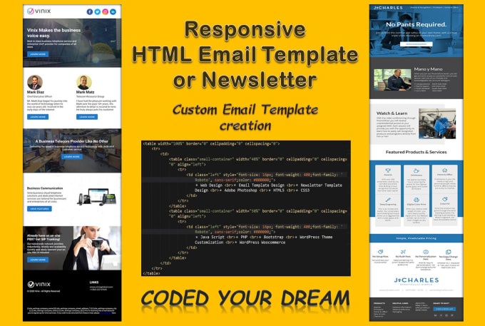 Gig Preview - Develop responsive HTML email template or newsletter