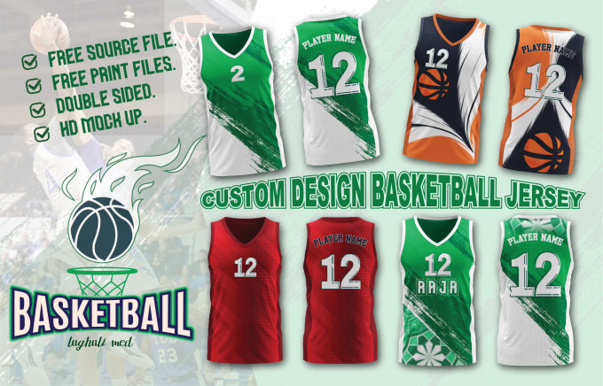 Source unique custom design basketball jersey green color on m