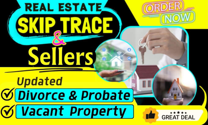 Gig Preview - Bulk skip tracing motivated sellers  divorce probate vacant property cash buyers