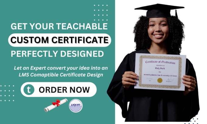 Gig Preview - Setup teachable custom certificate in your teachable lms website