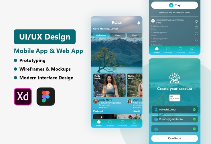 Gig Preview - Create bespoke UI UX mobile app or web using figma adobe xd