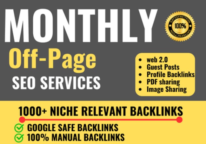 Gig Preview - Do monthly off page SEO service with high quality white hat dofollow backlinks