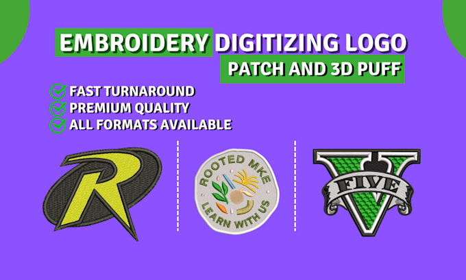 Gig Preview - Do embroidery digitizing patch, 3d puff logo design files