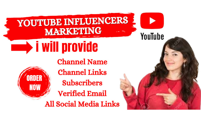 Gig Preview - Find youtube influencers data with their social links