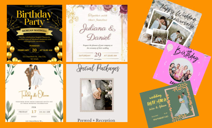 Gig Preview - Design wedding, birthday, anniversary, invitation ,business cards