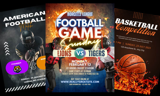 Gig Preview - Design sports flyers for football american, and basketball