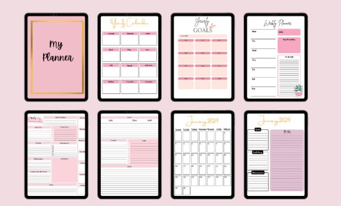 Gig Preview - Do custom digital planner template, calendar, journal for etsy and good notes