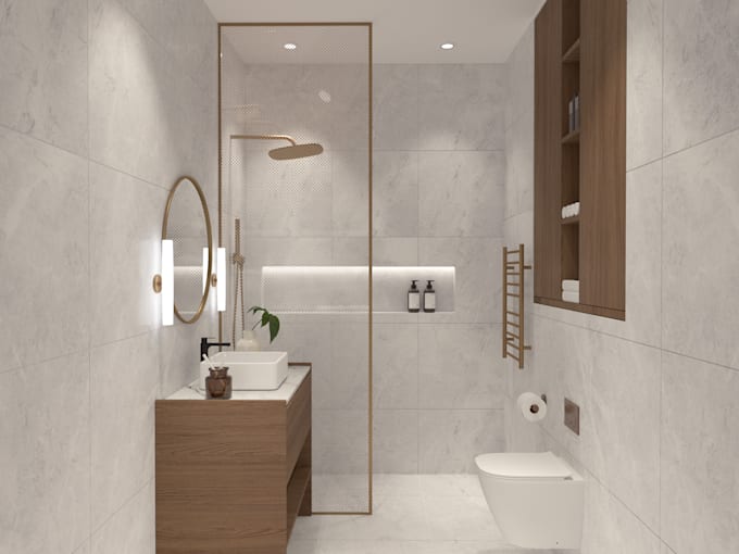 Gig Preview - Design modern bathroom interior design and 3d rendering