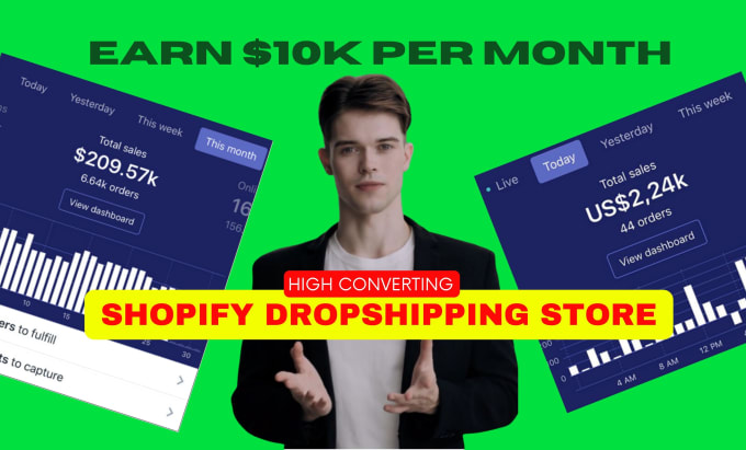 Gig Preview - Build shopify online webshop, shopify dropshipping store, ecommerce shopify site