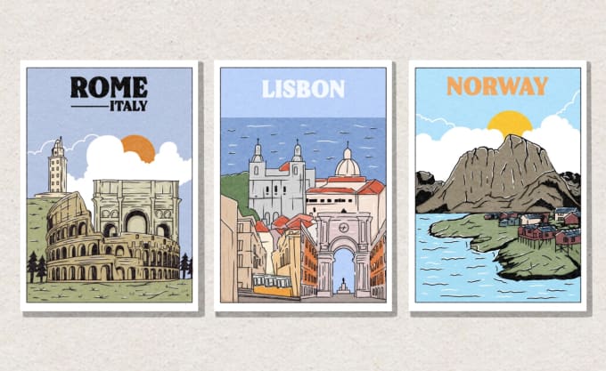 Gig Preview - Create stunning vintage travel posters for you