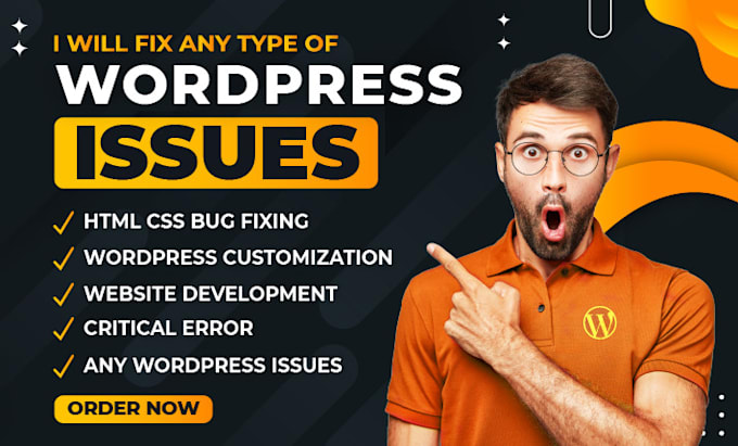 Gig Preview - Fix wordpress issues errors fix wordpress website, html css, critical error