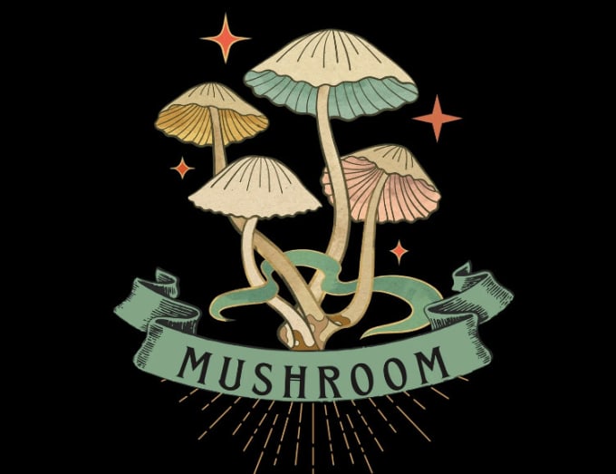 Gig Preview - Do vintage mushroom t shirts logo design