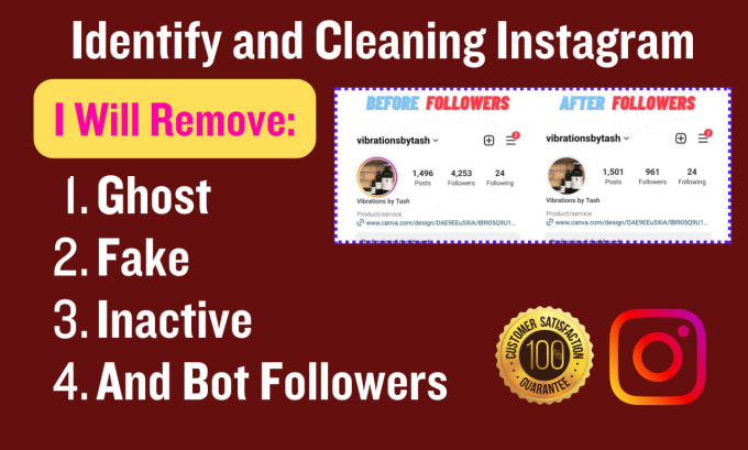 Gig Preview - Remove fake, bot, and ghost instagram followers manually