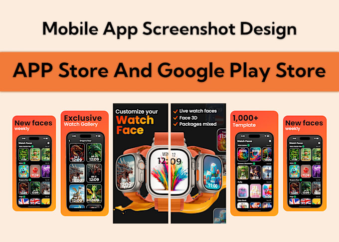 Gig Preview - Create attractive app store screenshots design and app icon