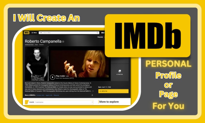 Gig Preview - Create or update imdb profile or page for you