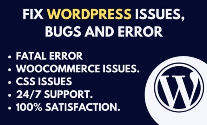 Gig Preview - Do wordpress bugs fix, fix wordpress issues, wordpress errors