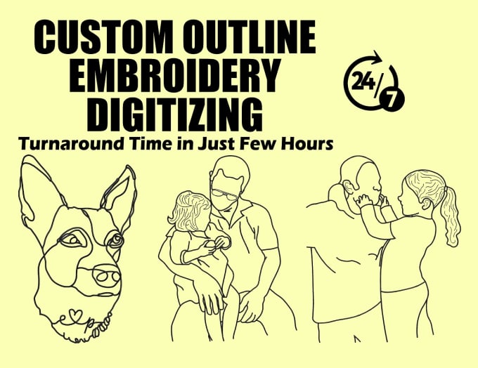 Gig Preview - Do custom outline embroidery digitizing line art embroidery design dst pes emb