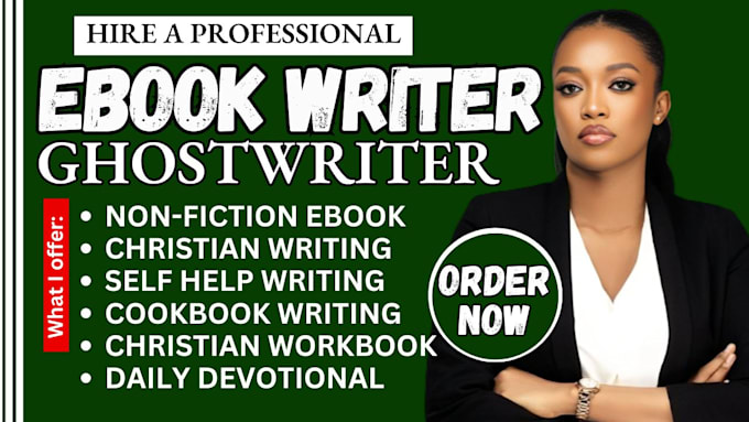 Gig Preview - Ghostwrite non fiction ebook, christian ebook writing, self help ebook, cookbook