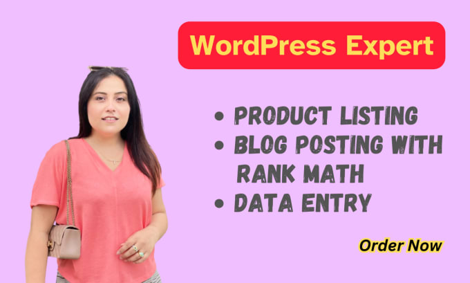 Gig Preview - Do wordpress data entry blog posts and woo commerce product listing with SEO