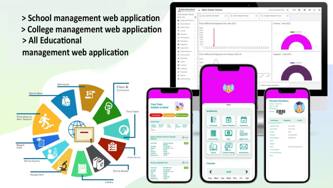 Gig Preview - Give educational management web application with app