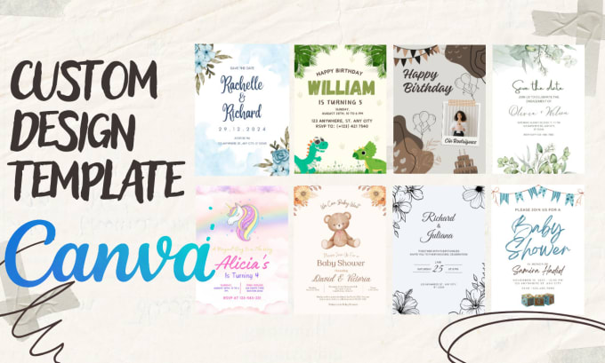 Gig Preview - Create canva template, wedding card, invitation, business card