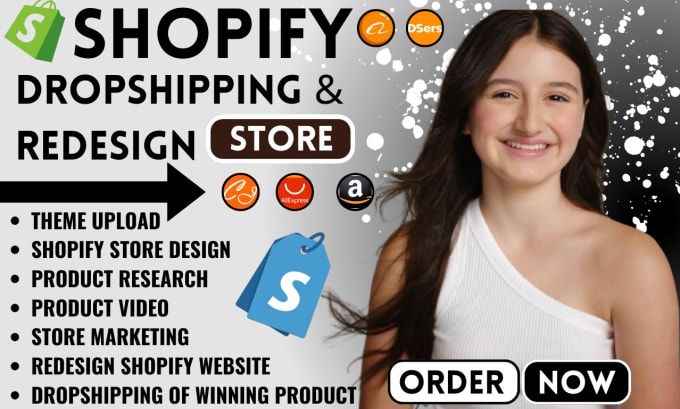 Gig Preview - Build shopify website, shopify dropshipping, shopify store, or redesign shopify