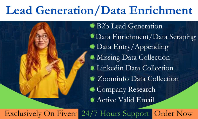 Gig Preview - Do b2b lead generation, data enrichment and linkedin data collection