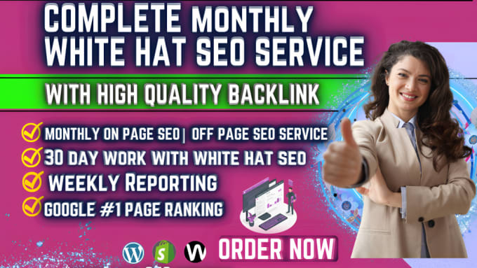 Gig Preview - Provide complete monthly SEO service to rank any shopify or  wordpress website