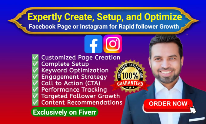 Gig Preview - Create, setup, optimize, design fb business page or instagram to grow followers