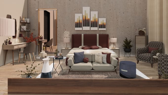 Gig Preview - Do high quality 3d renders of modern interior design