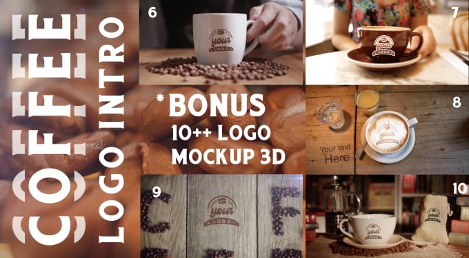 Gig Preview - Make 10 coffee logo intro video HD with bonus 10  logmockup 3d